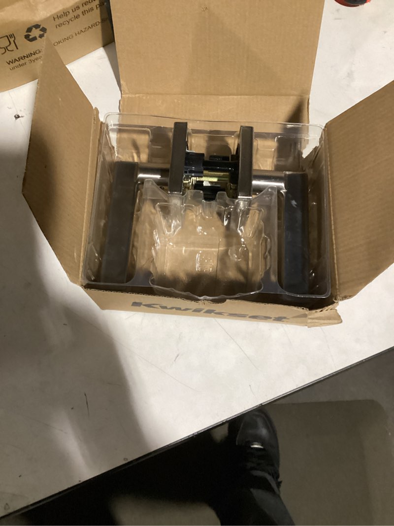 Condition photo showing Good Condition for Kwikset Halifax Interior Privacy Door Handle with Lock, Door Lever For Bathroom and Bedroom, Satin Nickel Reversible Keyless Push Button Lock Door Lever, with Microban Protection Satin Nickel 1 Pack Privacy