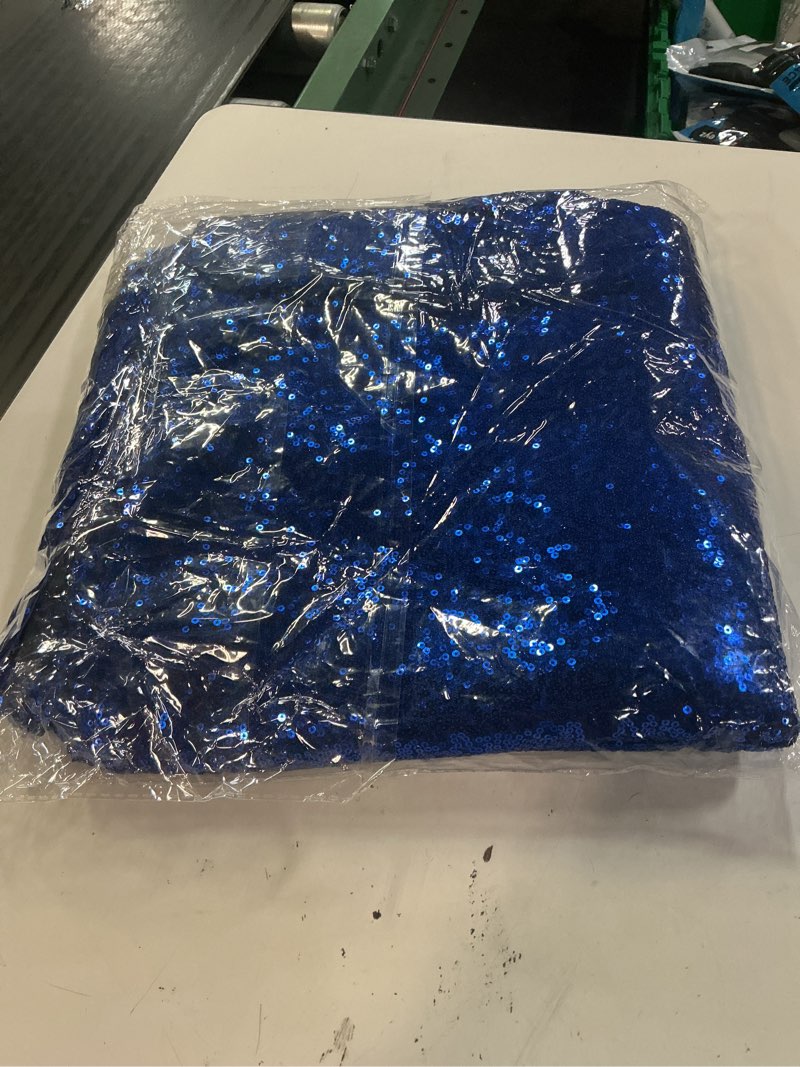 Condition photo showing New/Like New for blue sequin fabric 1 piece – 36"x36" (0.92m x 0.92m) pre-cut glitter mesh for sewing, crafts, diy projects, dressmaking, baby shower, party backdrop decorations blue 0.92mx0.92m