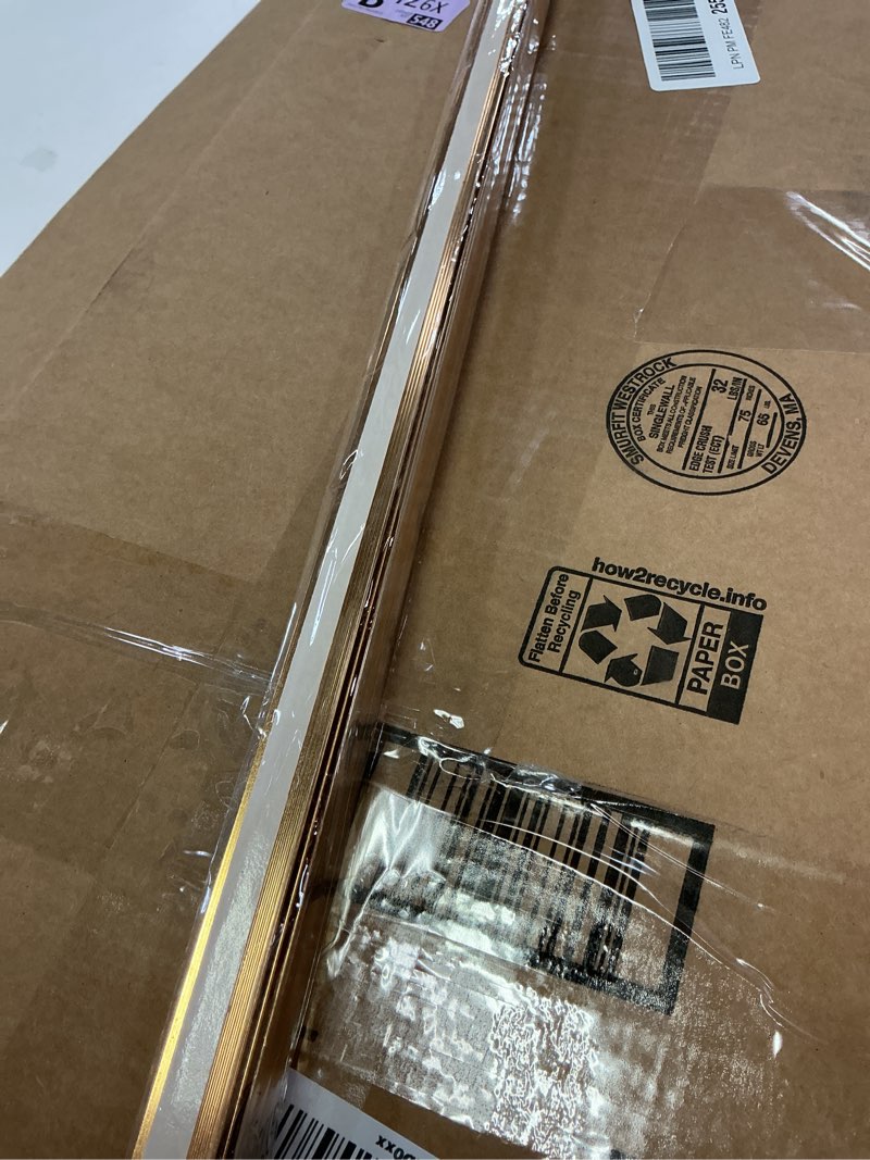 Condition photo showing New/Like New for raytano 48"l×2.4"w ×0.1"h flat profile aluminum floor transition strip, metal door threshold for carpet wood tile vinyl flooring gaps, indoor and outdoor doorway decoration protector(golden,1pcs) 48"l x 2.4"w(1pcs) gold