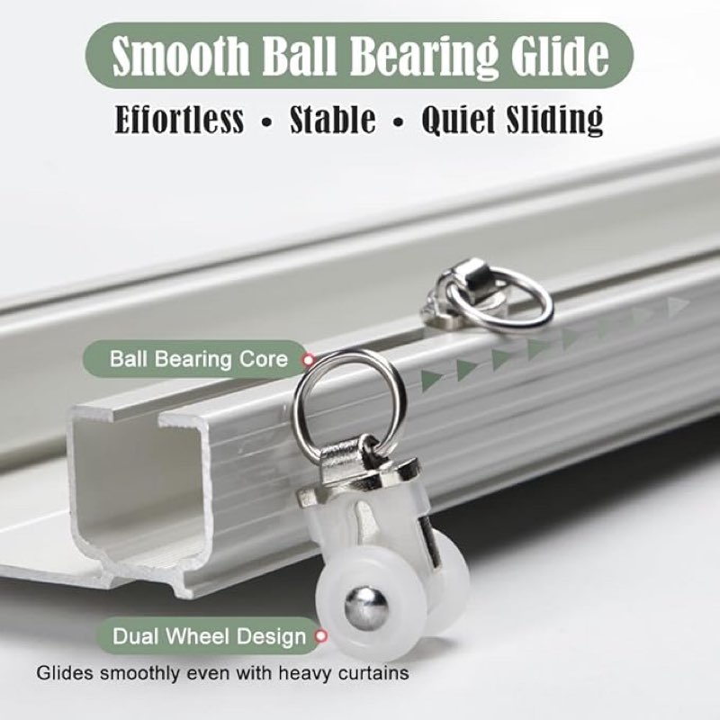 ZSHINE Heavy-Duty Curtain Conjoined Double Track rails Ceiling Mounting for Living Room Bedroom Room Divider (White 9.5ft