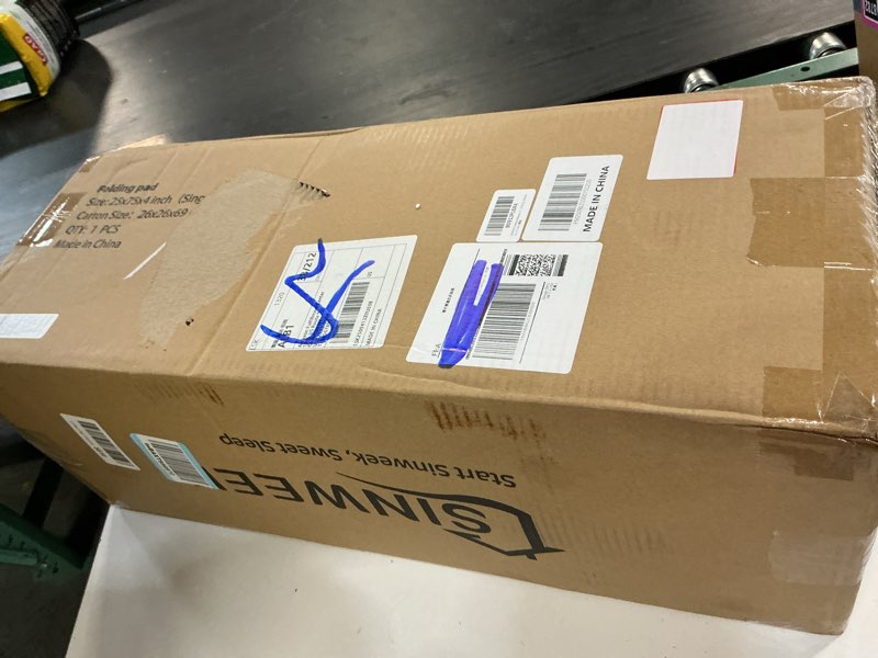 Condition photo showing New/Like New for sinweek tri folding mattress foam topper 4" thickness floor cot mattress, guset bed with removable&machine washable cover and lining, certipur-us certified 25 x 75 inch s (25 x 75 inch) high support foam