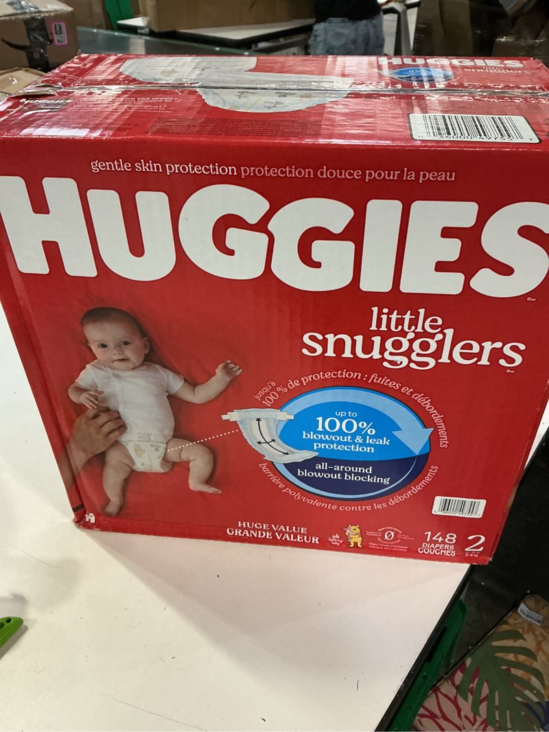 Condition photo showing New/Like New for huggies size 2 diapers, little snugglers baby diapers, size 2 (12-18 lbs), 148 count size 2 148