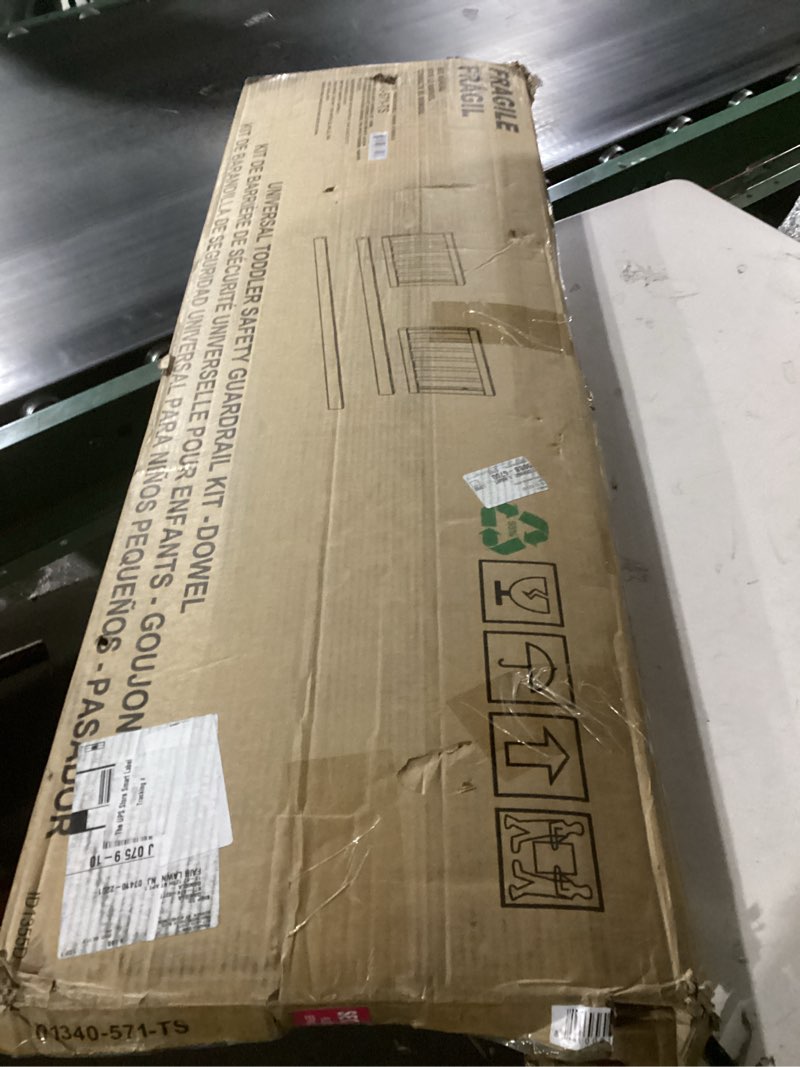 Condition photo showing New/Like New for graco storkcraft toddler safety guardrail kit with dowels (driftwood) for storkcraft crib conversion – greenguard gold certified driftwood 51.77"w x 14.25"h