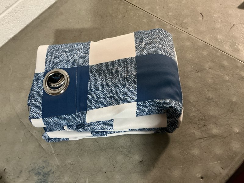 Condition photo showing New/Like New for melodieux buffalo check plaid blackout curtains 84 inches long for living room, bedroom thermal insulated room darkening grommet drapes, blue, 50 x 84 inch, 2 panels 50"w x 84"l (pack of 2) blue