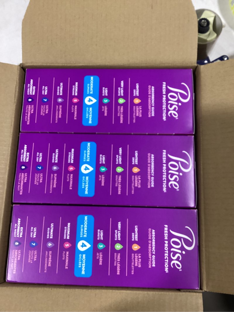 Condition photo showing New/Like New for Poise Ultra Thin Incontinence Pads & Postpartum Pads for Bladder Leaks, 4 Drop Moderate Absorbency, Long Length, 144 Count, Packaging May Vary Long Length 144