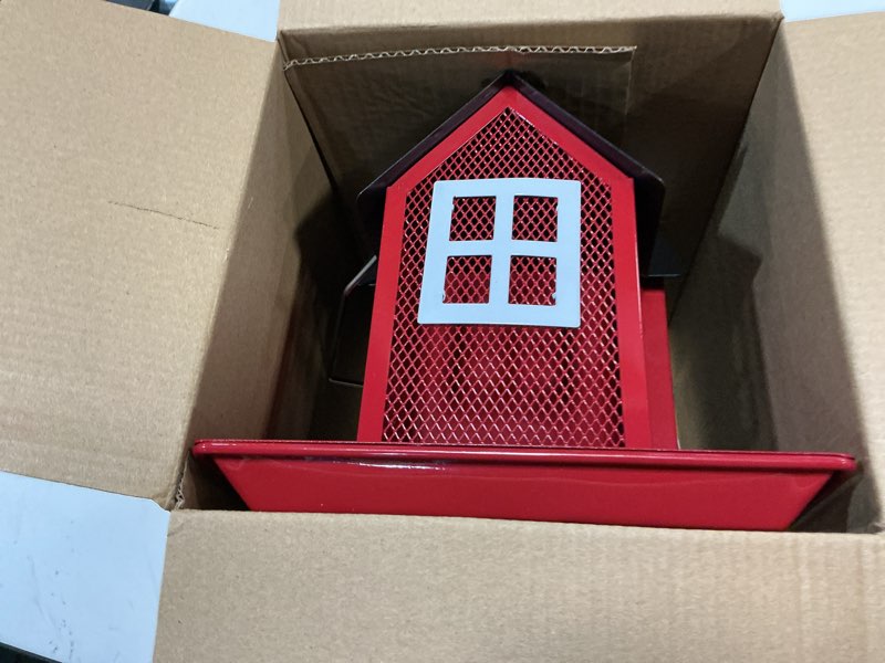 Condition photo showing Good Condition for kingsyard weatherproof metal bird feeder house, triple feeders for outside finch cardinal, white