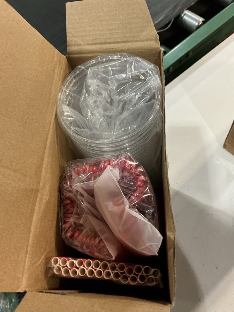 Condition photo showing New/Like New for baderke 50 sets plastic parfait cups with red plastic soda spoons and paper straws disposable root beer float cups clear milkshake mugs for ice cream sundae yogurt party drinks (12oz)