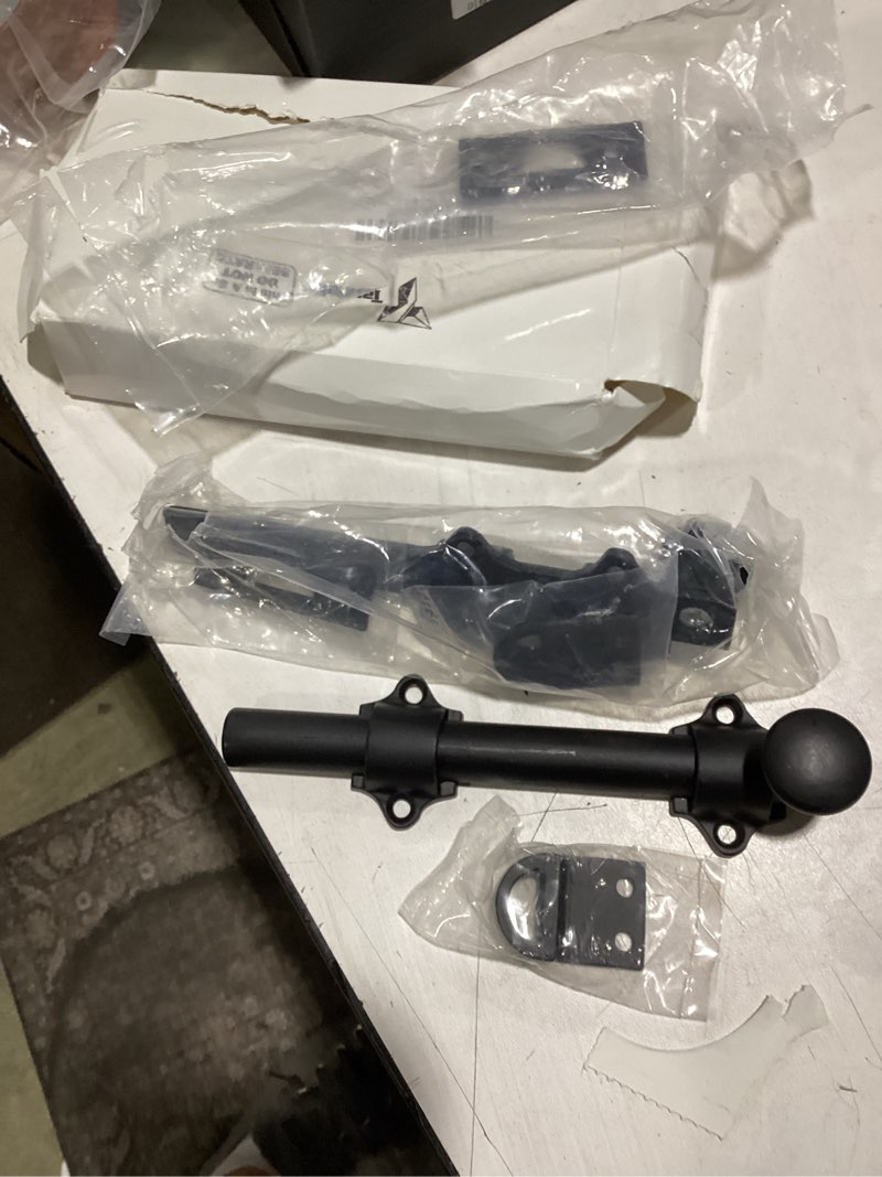 Condition photo showing Good Condition for tandefio 2 pcs dutch door bolt 6 inch heavy duty solid brass slide bolt latch door hardware locks, attic latch for dutch sliding barn(black) 6 inch black