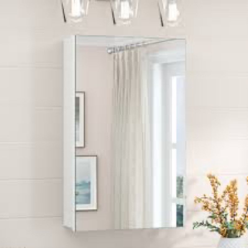 husai recessed or surface mount aluminum frameless medicine cabinet with mirrored door and adjustable shelves