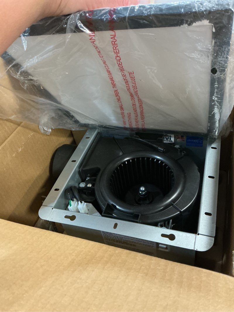 Condition photo showing As Is for fitop bathroom exhaust fan with light, 130 cfm & 1.5 sones bathroom vent fan, nightlight & 1300lm led light 2700k/4000k/6500k, light memory function, etl certified – white, 9 inch white 9 inch