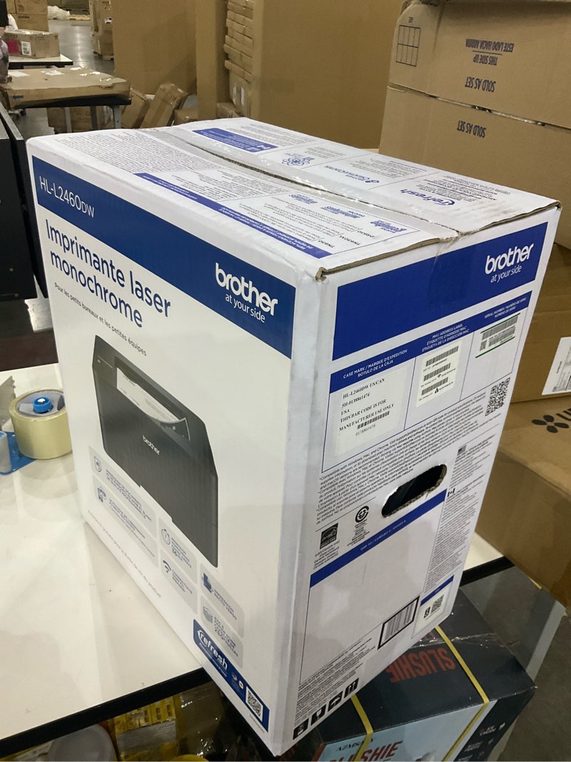 Condition photo showing New/Like New for Brother HL-L2460DW Wireless Compact Monochrome Laser Printer with Duplex, Mobile Printing, Black & White Output | Includes Refresh Subscription Trial(1), Works with Alexa New Printer