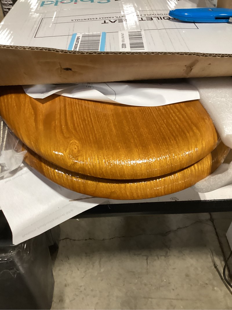 Condition photo showing Good Condition for Angel Shield Durable Wood Veneer Natural Toilet Seat Metal Hinged Easy Clean Anti-scratch American Standard(Elongated,Oak) Elongated-18.5” Oak