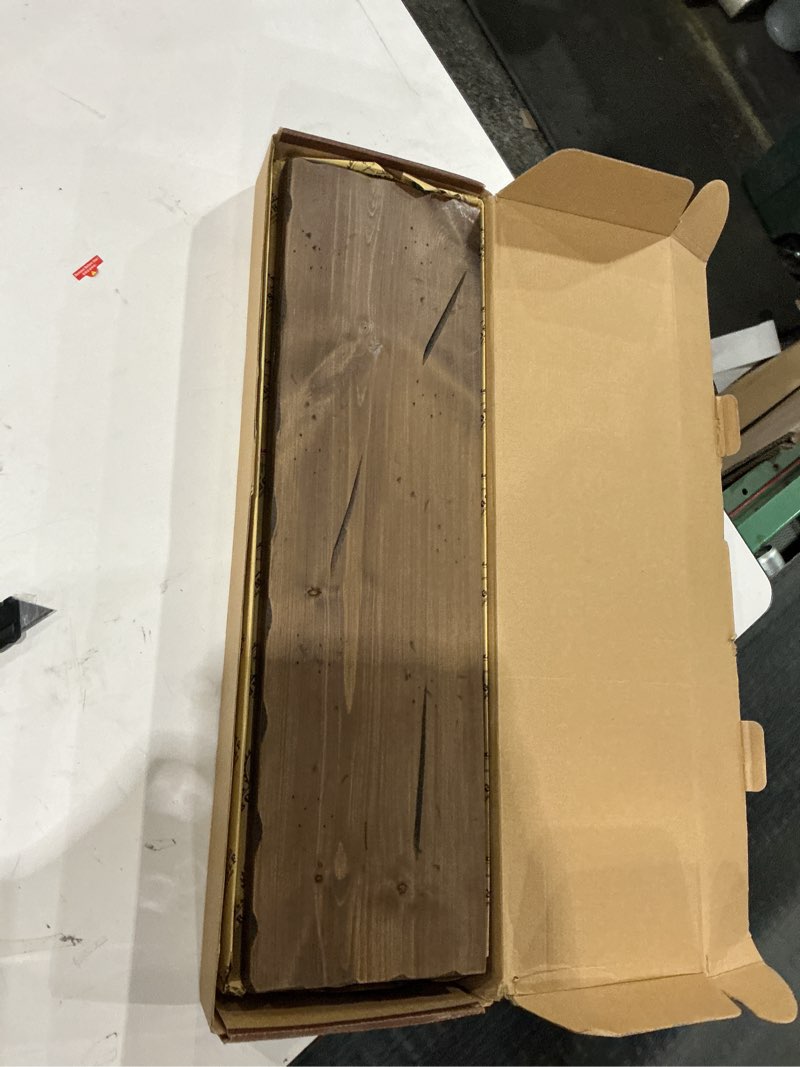 Condition photo showing Good Condition for BGMG Floating Shelves 24 inch Long, Distressed,Wide Rustic Wooden Wall Shelves for Bathroom Living Room Bedroom Kitchen Farmhouse Set of 2-24x6.7x1.25 inch-Distressed Walnut Distressed Walnut 24 inch