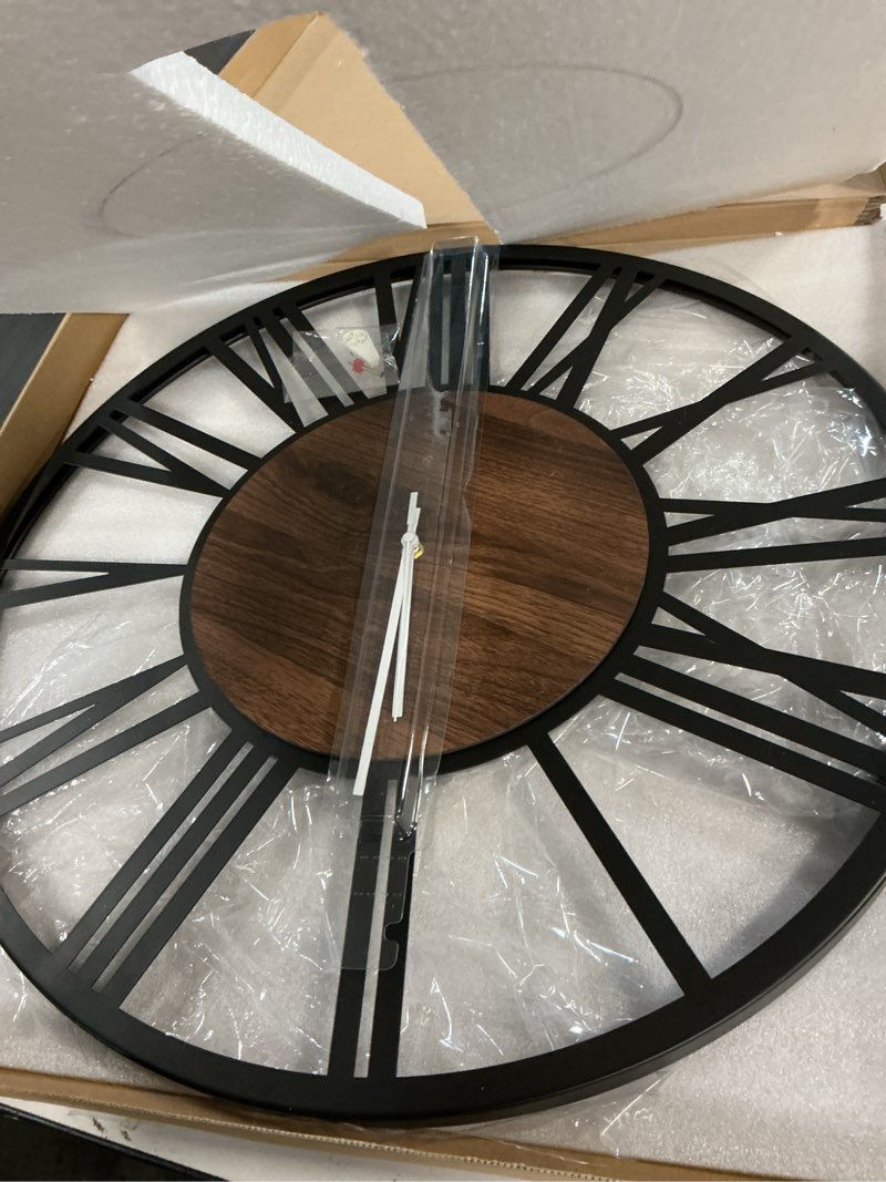 Condition photo showing Good Condition for LEIKE Large Wall Clocks,Silent,Non Ticking,Battery Operated Rustic Round Modern Big Wood Wall Clock for Living Room, Bedroom,Kitchen,Farmhouse,Office,Home Decor 24 IN A-wood-arabic Number