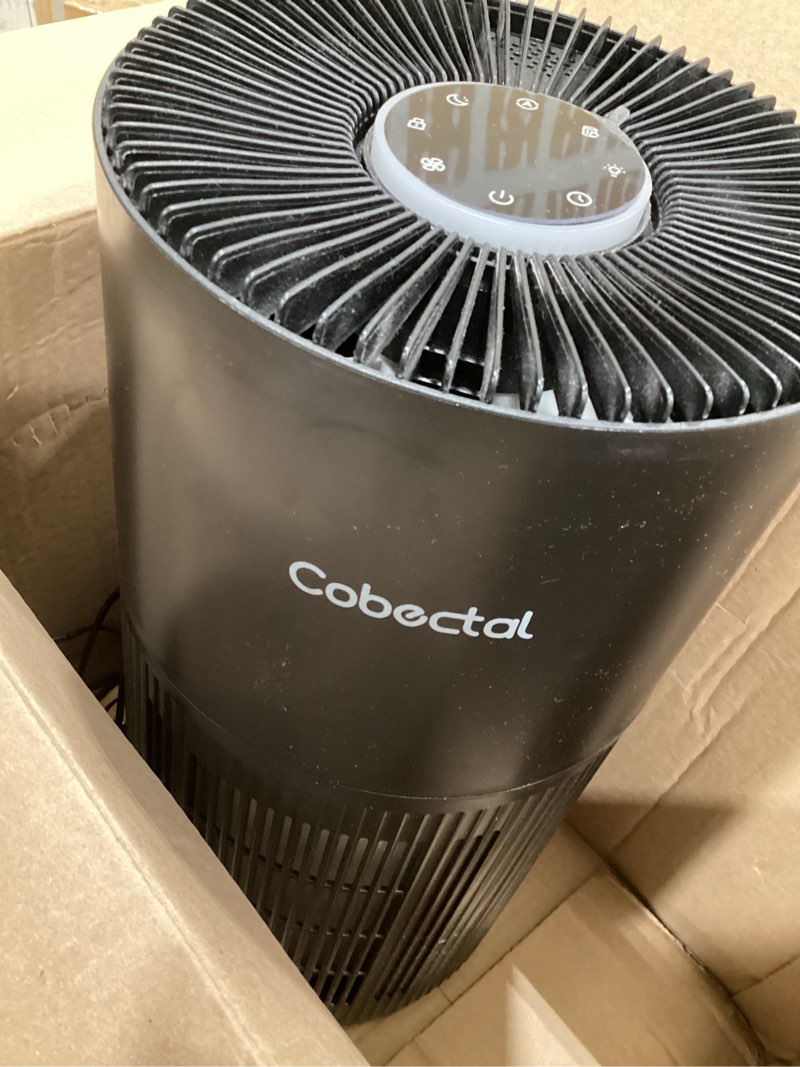Condition photo showing As Is for air purifiers for bedroom home, cobectal air cleaner with h14 true hepa 3-in-1 filter for room up to 1050 ft², sleep mode & aroma function, portable air purifiers for office, dorm, rvs, black