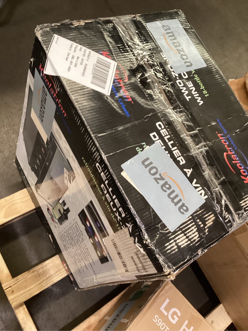 Condition photo showing As Is for Koolatron 18 Bottle Dual Zone Wine Cooler, Black Thermoelectric Wine Fridge, 1.7 cu. ft (48L), Freestanding Wine Cellar, Red, White, Sparkling Wine Storage for Home Bar, Kitchen, Apartment, Condo