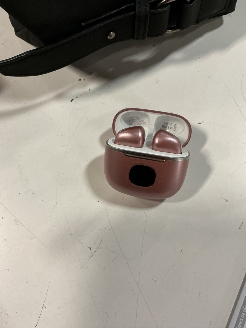Condition photo showing As Is for zzu wireless earbuds bass stereo headphones bluetooth 5.3 ear buds, 48h playtime, led display in ear earphones with mic, ipx7 waterproof, touch control lightweight for iphone/sports/laptop rosegold