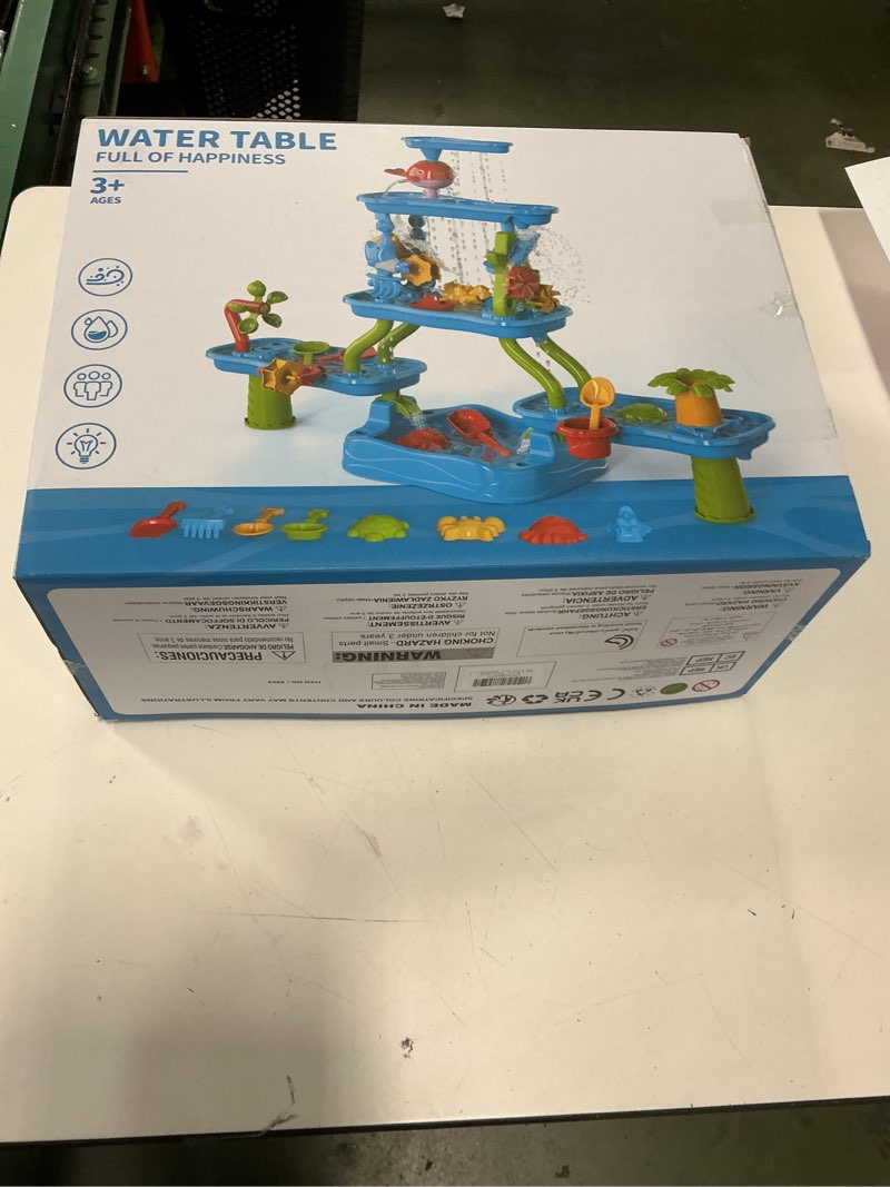 Condition photo showing New/Like New for Kids Water Table for Toddlers Kids Ages 3-5 4-8, 5-Tier Water Table with Rich Activity Set, Summer Outdoor Beach Outside Backgard Sensory Toys for Kids Toddlers Boys Girls 9959