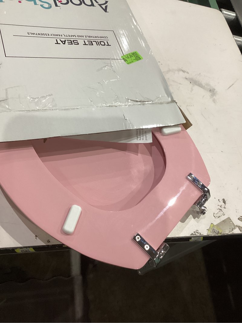 Condition photo showing Good Condition for Pink Elongated Toilet Seat Natural Wood Toilet Seat with Zinc Alloy Hinges, Easy to Install also Easy to Clean, Scratch Resistant Toilet Seat by Angol Shiold (Elongated, Pink) Elongated Pink