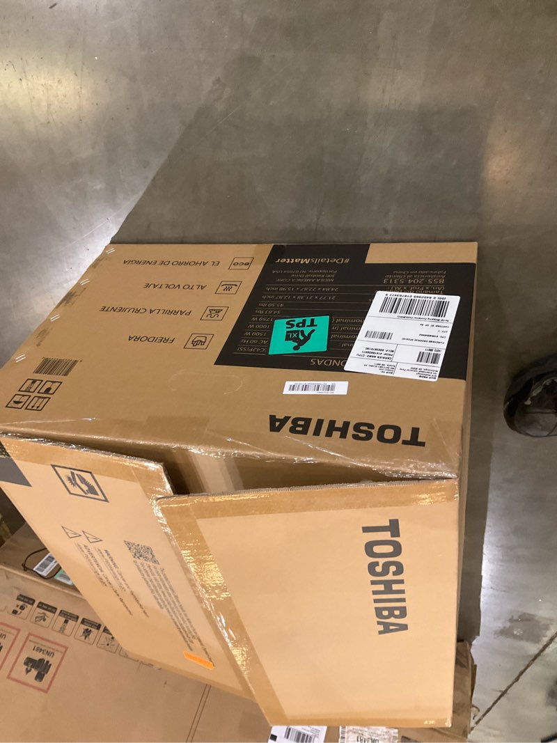 Condition photo showing As Is for Toshiba Air Fryer Combo 4-in-1 Countertop Microwave Oven, Smart Sensor, Convection, Mute Function, Position Memory 13.6" Turntable, 1.5 Cu Ft, 1000W, Silver, ML-EC42P(SS)