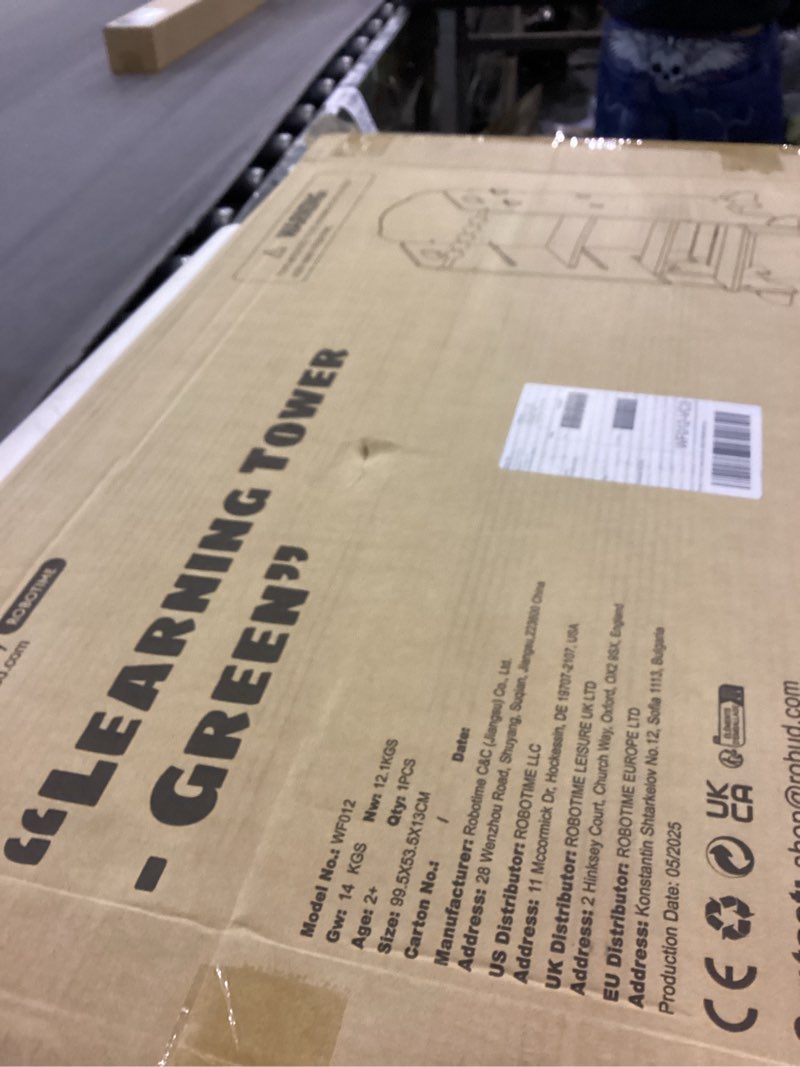 Condition photo showing New/Like New for ROBUD Toddler Tower Adjustable Kitchen Stool Helper with Chalkboard, Hooks and Anti-Tip Design, Movable Kids Step Stool with Cute Safety Rail, Montessori Activity, Morandi Green