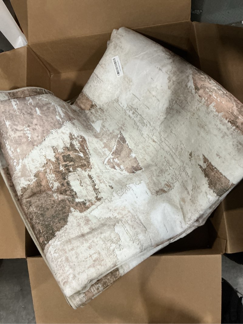 Condition photo showing Good Condition for 8x10 area rugs for living room bedroom,modern abstract large carpet washable rugs 8x10 for dining room office,non slip brown print faux wool thin 8 by 10 indoor nursery kids home pet & child friendly brown/multi 8' x 10' (rectangular)