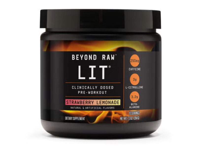 (EXP 03/2028) Beyond Raw LIT | Clinically Dosed Pre-Workout Powder | Contains Caffeine, L-Citruline, and Beta-Alan strawberry Lemonade 