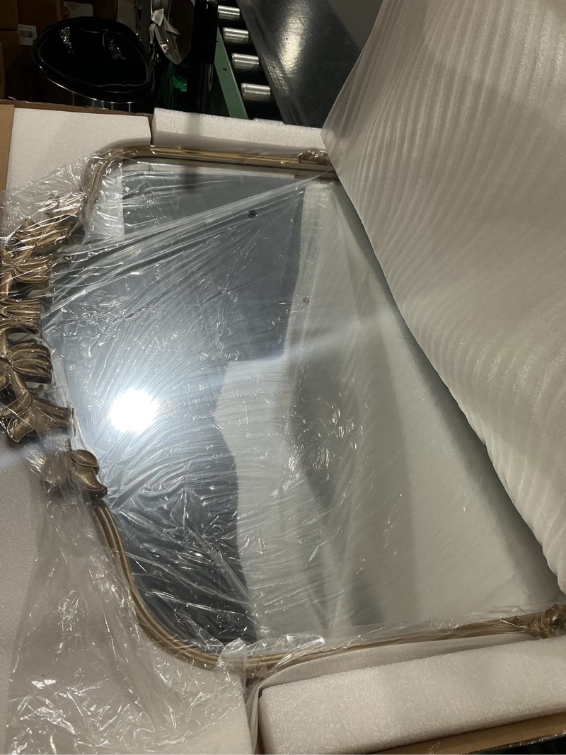 Condition photo showing New/Like New for wallbeyond gold antique mirror for vanity 32x24 inch, gold vintage mirror with ornate frame, arched vintage wall for bathroom, living room, fireplace 24"l x 32"w gold-1