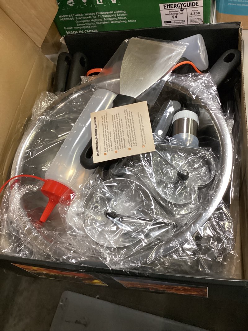 Condition photo showing Good Condition for 35pcs griddle accessories kit, flat top grill accessories set for blackstone and camp chef, grill spatula set with enlarged spatulas, basting cover, scraper for outdoor barbecue