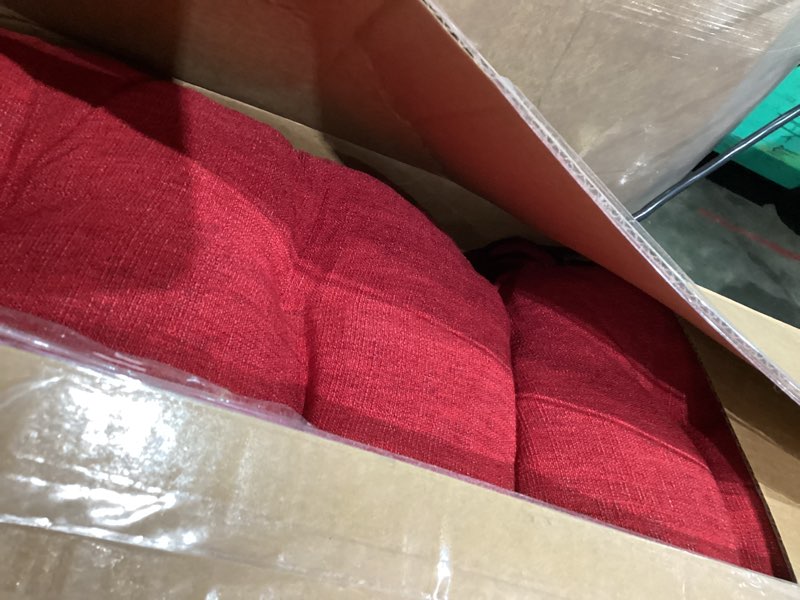 Condition photo showing Good Condition for Basic Beyond Chair Cushions for Dining Chairs 6 Pack, Chair Cushion with Ties and Non Slip Backing, 15.5 x 15.5 inches Tufted Chair Pads for Dining Chairs, Red Red 6 Count(Pack of 1)