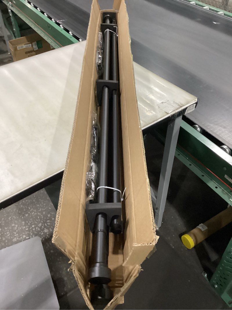 Condition photo showing New/Like New for 2 Pack Heavy Duty 1 Inch Diameter Single Curtain Rods 72-144” Adjustable Window Curtain Rod with Aluminum Alloy Cylindrical Cap Finials, Wall Mount and Ceiling Mount, Matte Black Matte Black 72-144"