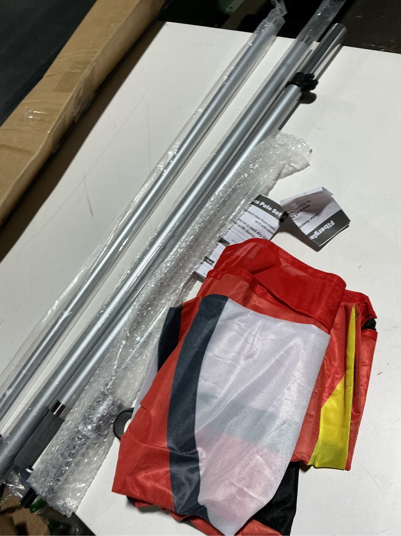 Condition photo showing As Is for grand opening feather flag