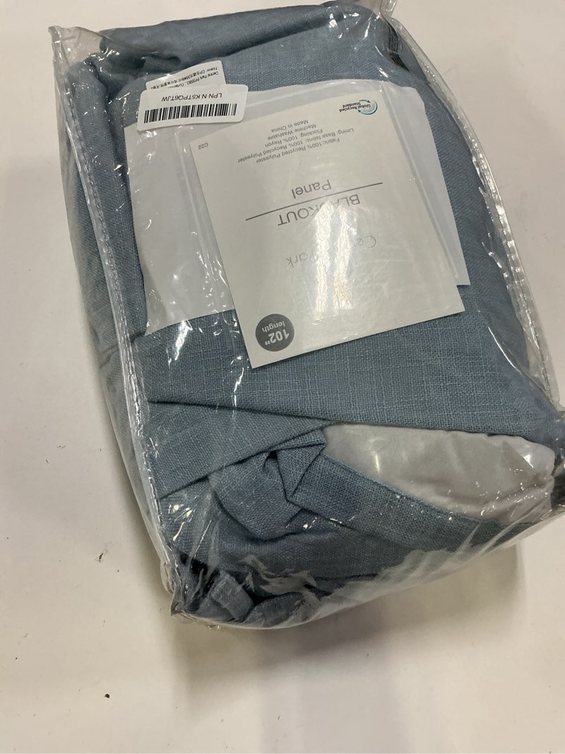 Condition photo showing As Is for Dusty Blue Pinch Pleated Full Blackout Curtains Linen Texture Noise Reducing Window Treatment Panel 102 Inch for Living Room Bedroom Thermal Insulated Back Tab Drapes with Hooks, 2 Panel, 40"Wx102"L 40"W x 102"L (Pack of 2) Dusty Blue