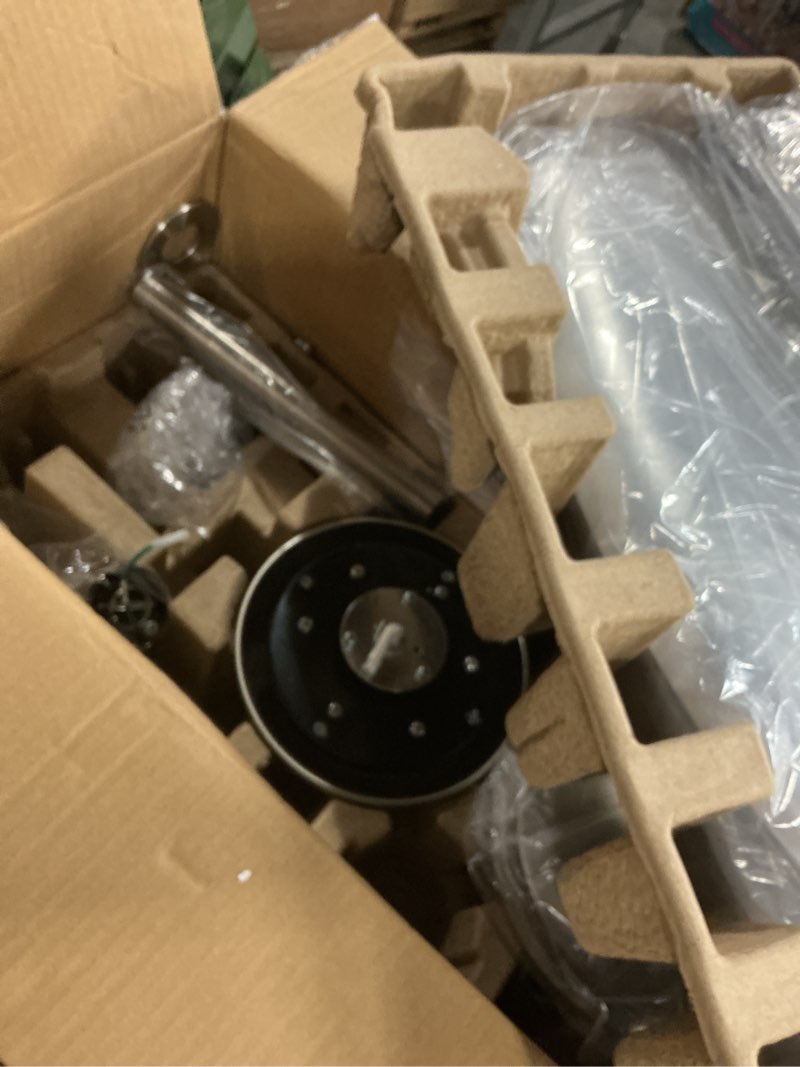 Condition photo showing As Is for 52 inch quiet dc motor 6 speed high cfm modern ceiling fan with lights remote control, 3 blade indoor silver ceiling fan for bedroom, office, living room