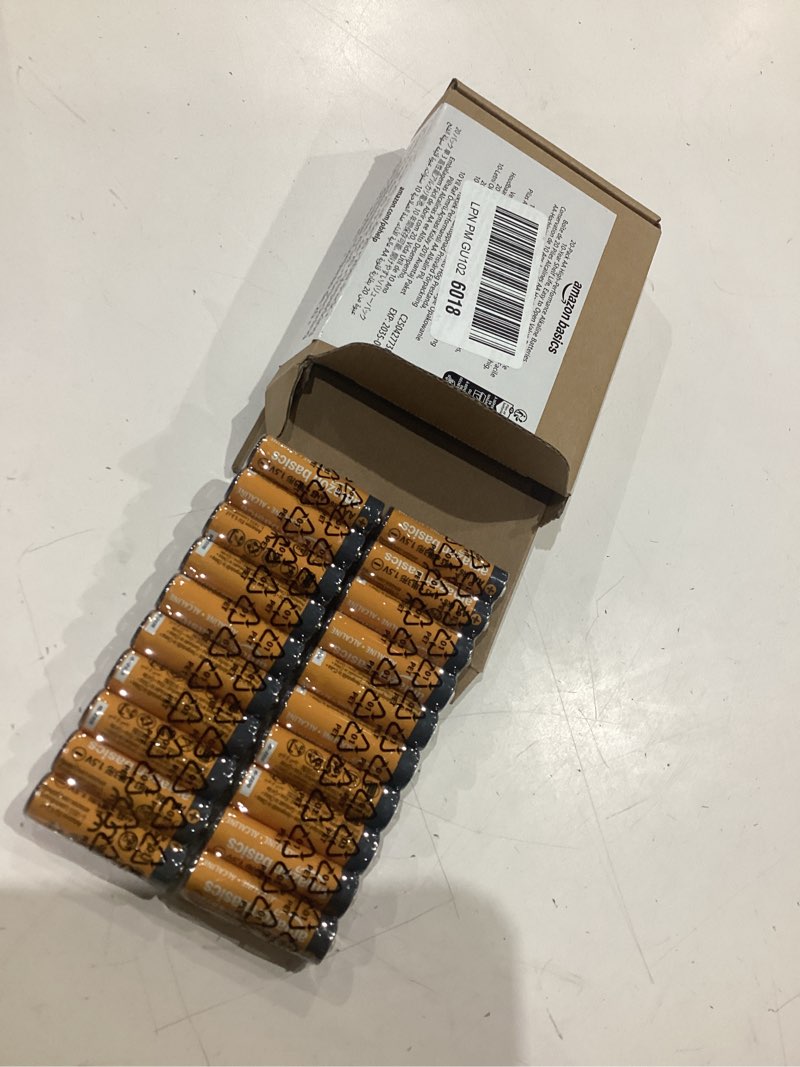 Condition photo showing New/Like New for amazon basics 20-pack aa alkaline batteries, 1.5 volt, 10-year leak-free shelf life, for everyday and household devices 20 count (pack of 1)