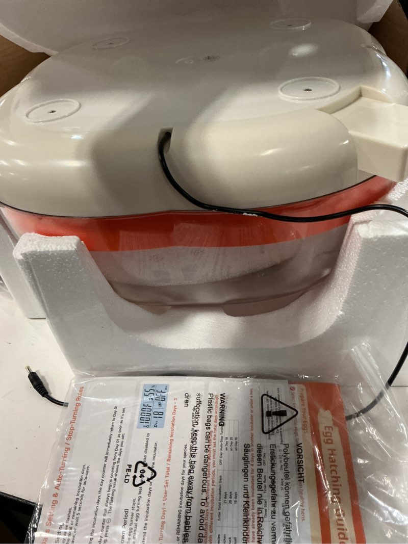 Condition photo showing Good Condition for apdoe egg incubators for hatching eggs, temperature and humidity control, automatic egg turning, egg candler, external water bottle, air vent, for chicken, duck & quail eggs, 25 eggs