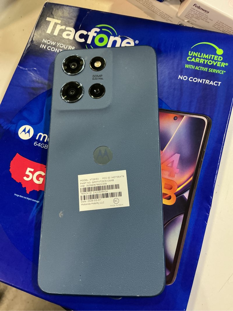 Condition photo showing As Is for walmart family mobile motorola moto g 2025, 5g, 64gb,blue - prepaid smartphone [locked to walmart family mobile].  *** working condition verified. no network or connectivity tests were performed. bidder be advised***