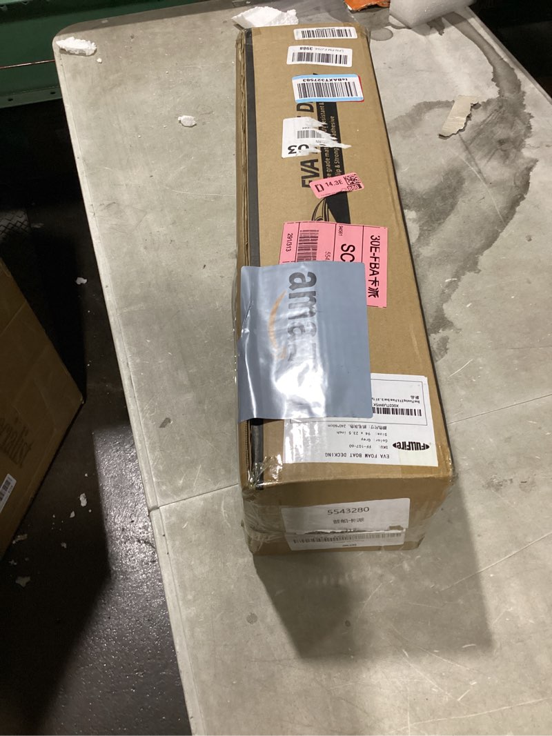 Condition photo showing Good Condition for fullfire eva foam boat flooring, faux teak marine boat decking sheet with self-adhesive deck carpet for bass boat jon boat pontoon rv kayak floor 94" x 47"/35"/15" black with red lines 94" x 15"