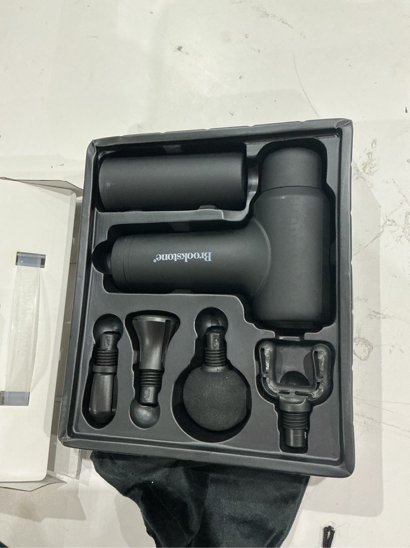 Condition photo showing Good Condition for brookstone deep tissue massage gun for pain relief & muscle recovery – 9-speed handheld percussion massager, 4 heads, type-c rechargeable, quiet, 3200 rpm, shockproof design