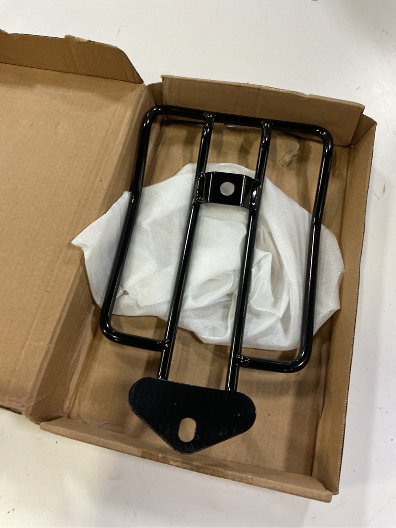 Condition photo showing As Is for motorcycle luggage rack support shelf fits rear solo seat 180mm (7") compatible with harley harley xl sportsters iron 48 883 xl1200 2004-2015 black