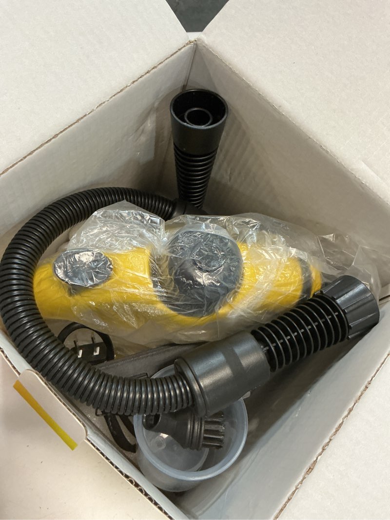 Condition photo showing New/Like New for steam cleaner, aspiron steamer, 248°f high-temperature steam for floors, upgrade steamer for upholstery, floors, tiles, car yellow