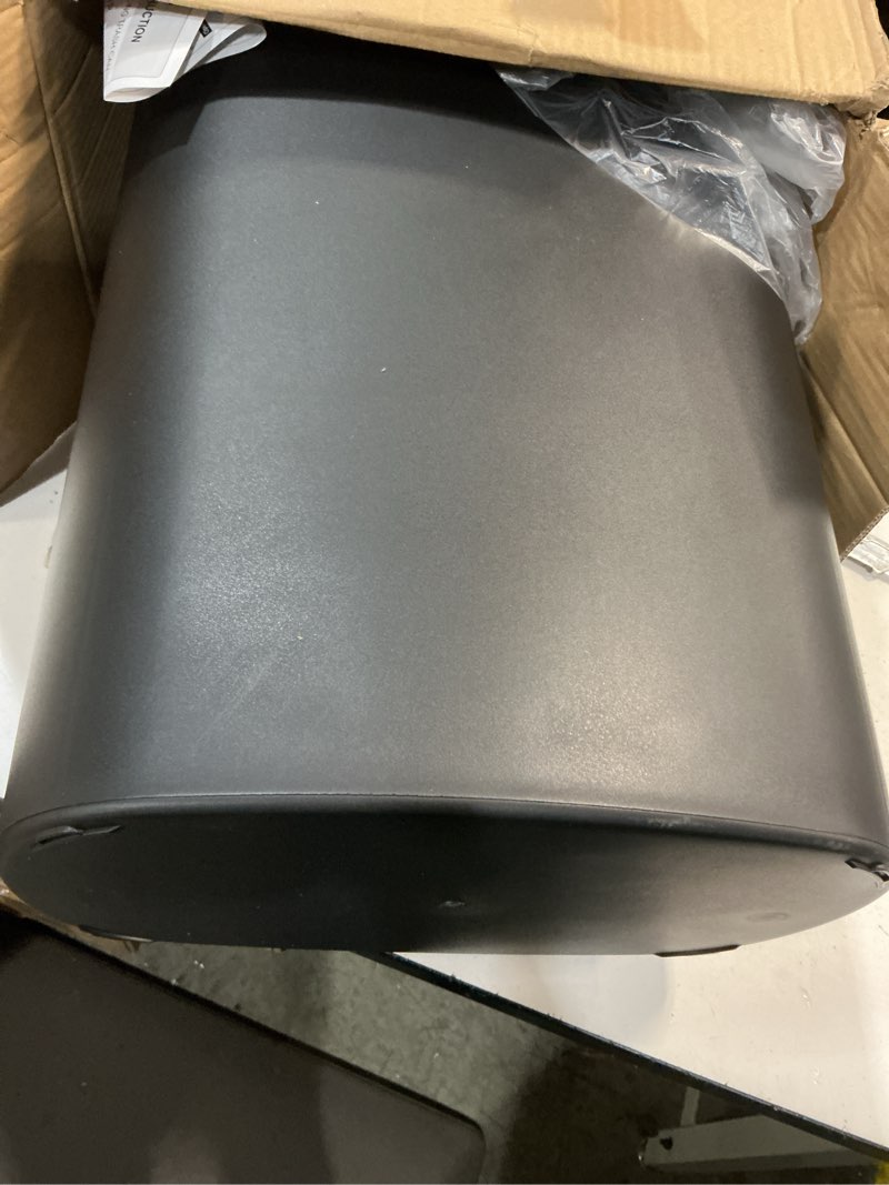 Condition photo showing Good Condition for bestoffice | 13 gallon trash can with lid | automatic touchless garbage can | odor control | modern oval design | easy to clean | plastic | black | fits any kitchen, bathroom, office or home plastic black