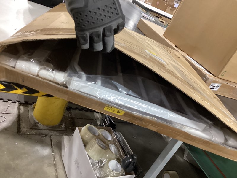 Condition photo showing As Is for ALLAIBB Extra Wide Pressure Mounted Baby Gate Walk Through Child Kids Safety Toddler White Long Large Pet Dog Gates with Extension for doorways Kitchen and Living Room (57.48-62.20"/146-158cm) White 57.48-62.20"/146-158cm