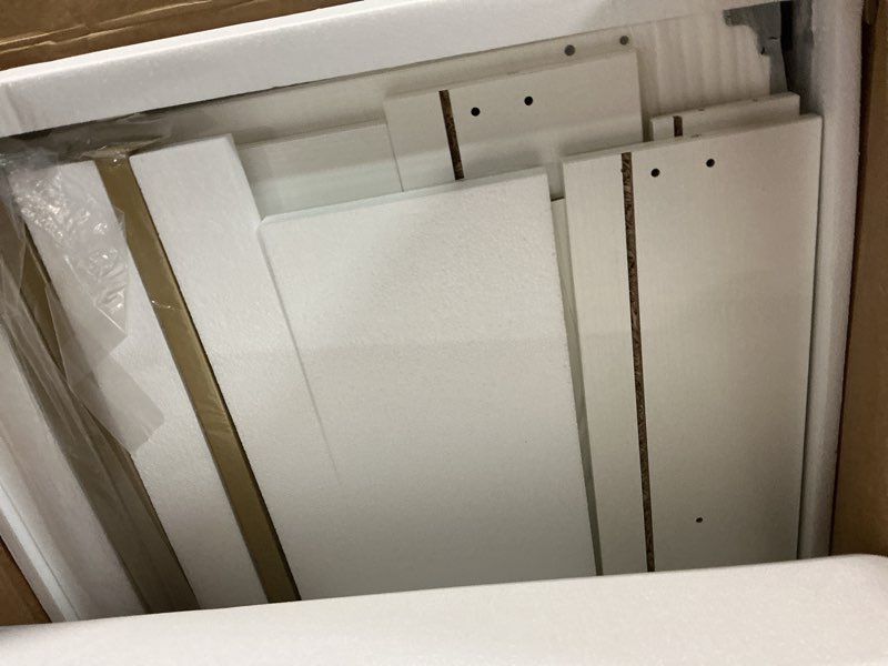 Condition photo showing Good Condition for superjare vanity desk with drawers, 47 inch computer desk, modern simple home office desks, makeup dressing table for bedroom - white and gold white and gold 47 inch