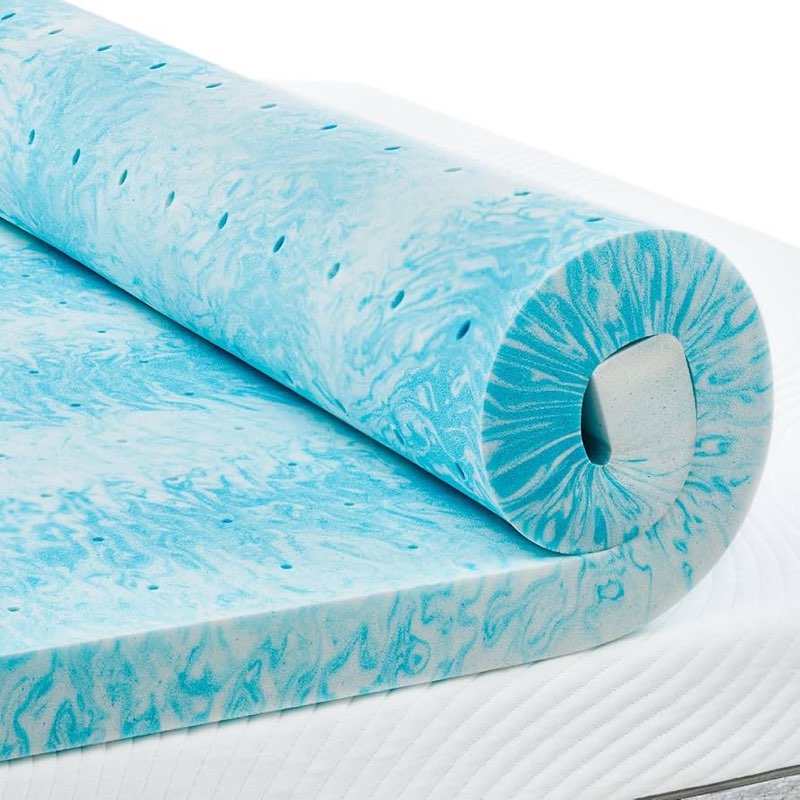 perlecare 2 inch king memory foam mattress topper, cooling gel infused mattress pad, ventilated bed topper for pressure relief, blue