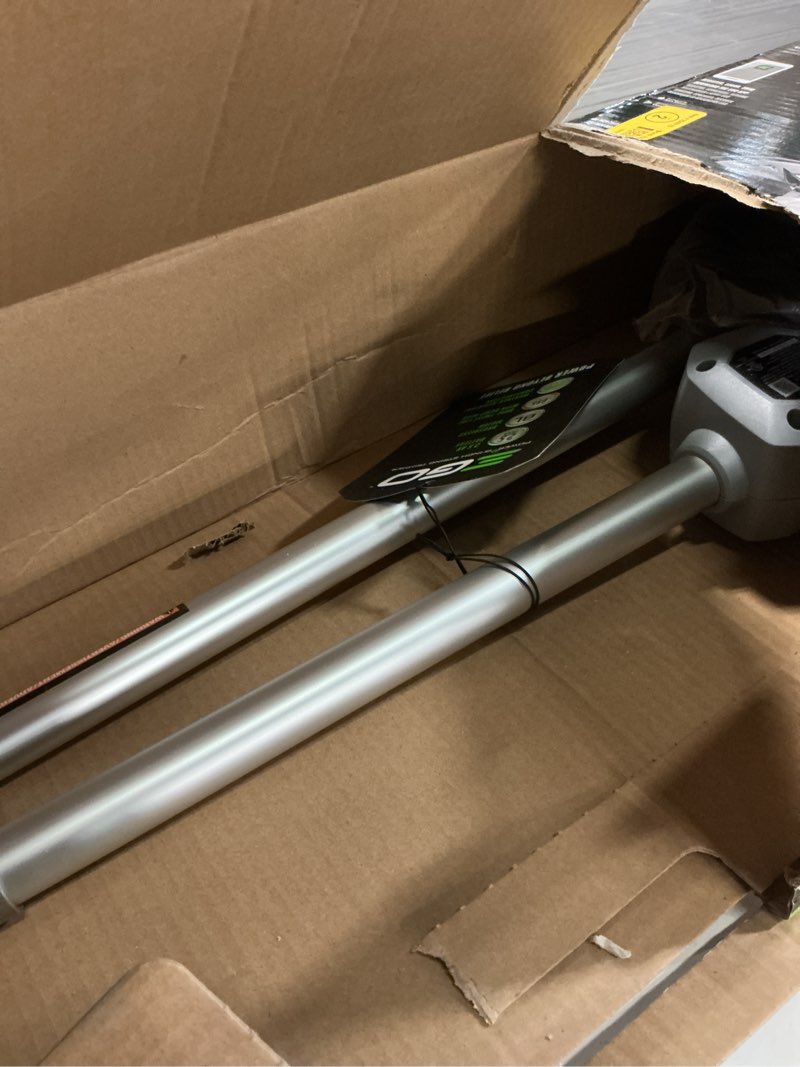 Condition photo showing As Is for ego power+ st1502sa 15 in. 56 v battery string trimmer kit (battery & charger) split shaft w/ rapid reload & 2.5 ah battery