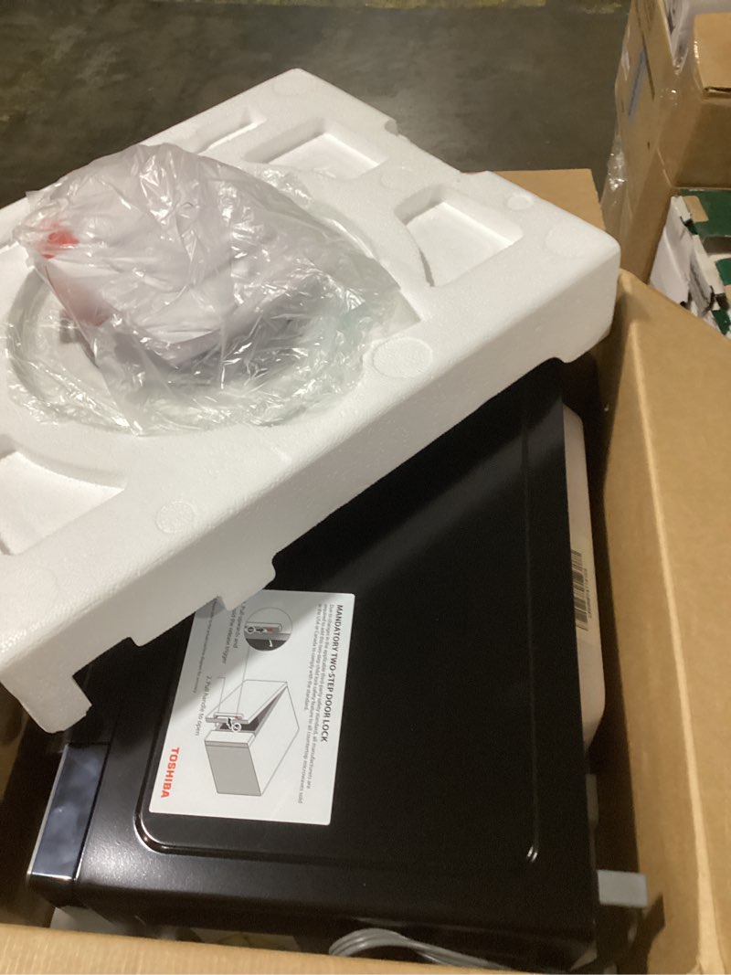 Condition photo showing As Is for TOSHIBA ML-EM09PA(BS) Small Microwave Oven with 6 Auto Menus, Mute Function & Child Lock, LED Lighting, Perfect for Apartment, 0.9 Cu Ft, 10.6 Inch Removable Turntable, 900W, Black Stainless Steel Advanced-0.9 Black