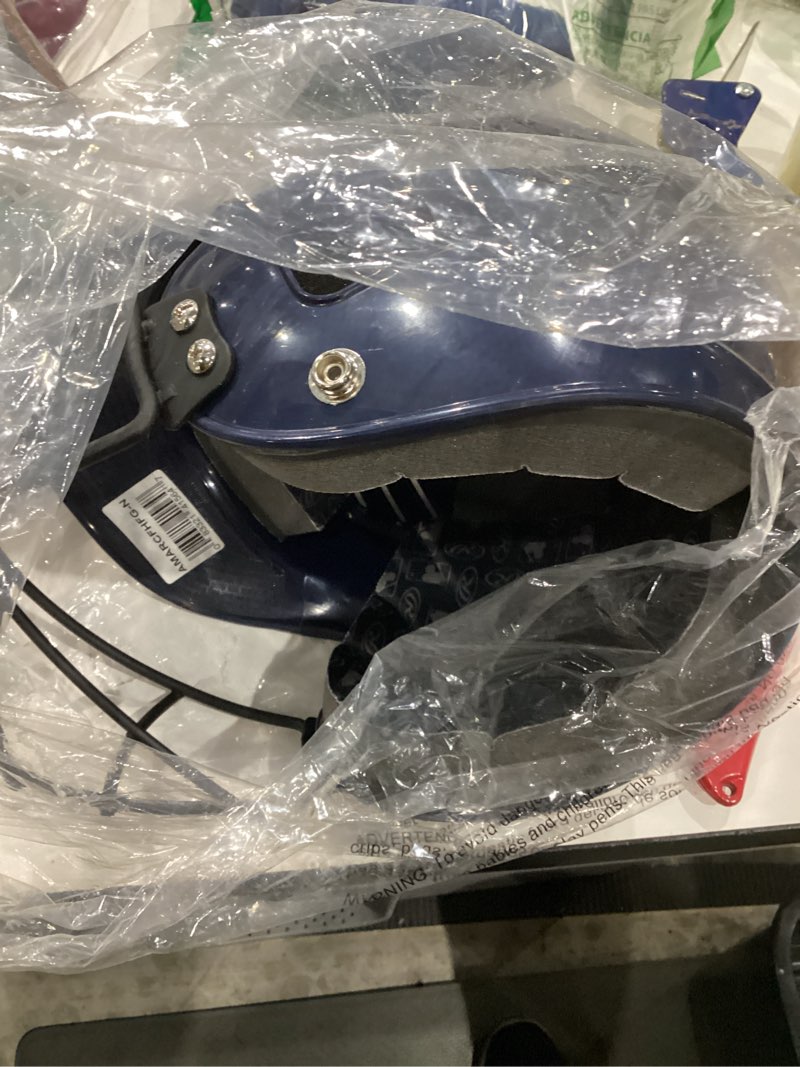 Condition photo showing New/Like New for rawlings | coolflo batting helmet | facemask option navy + facemask one size | 6 1/2" - 7 1/2"
