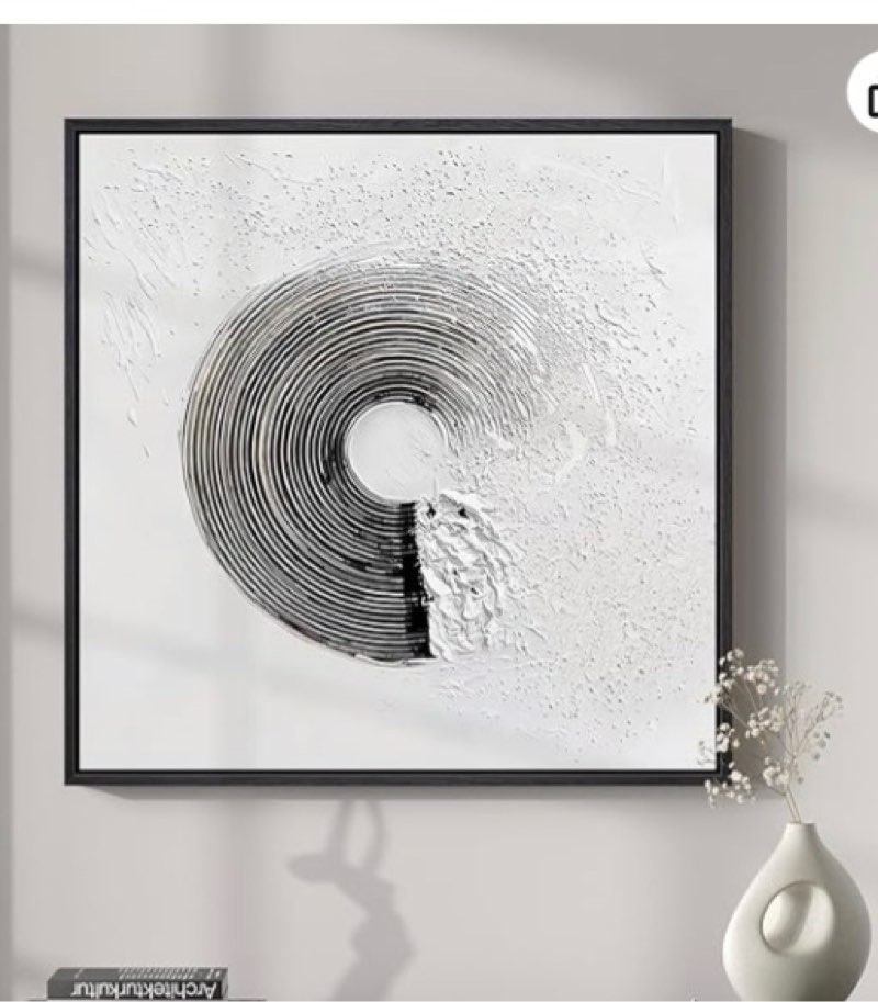 framed black and white abstract wall art, square modern canvas prints artwork for walls, minimalist 