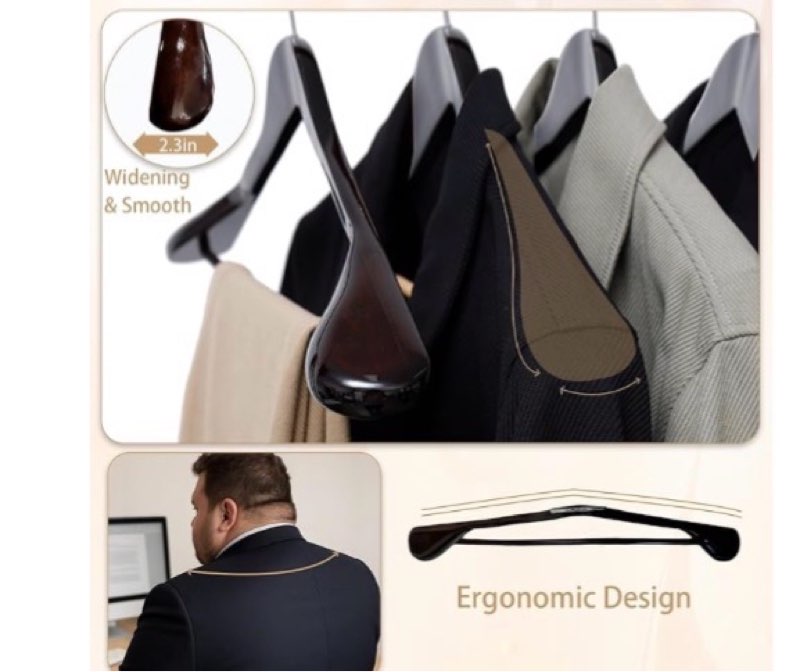 urby 12pcs: 21 inch wide shoulder wooden hangers no suider bump. design for suit, jackets, heavy cloths with non 3g pants bar. essy-o-install hook for convenient and quick sesp